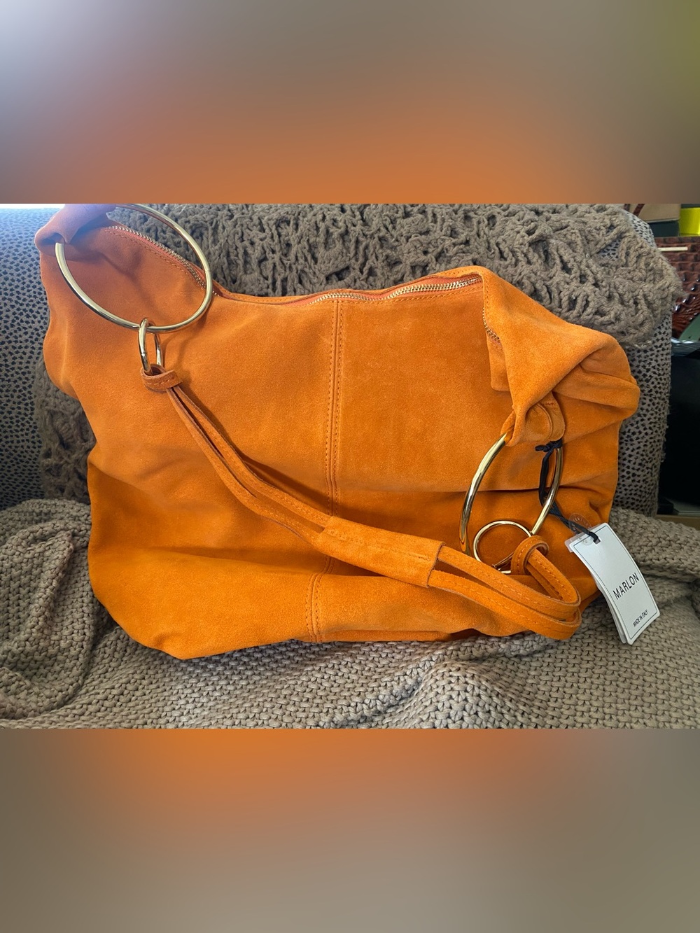 Free People Marlon orange suede hobo NEW NWT